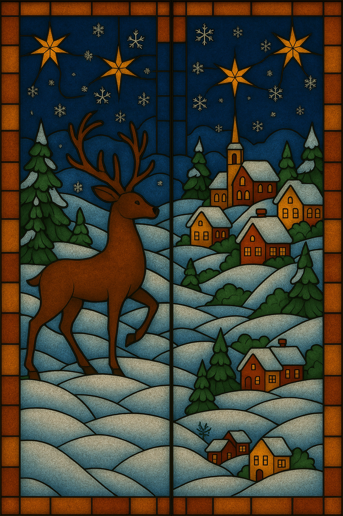 Christmas Stained Glass Door Panels  Snowman– Made to Your Exact Size