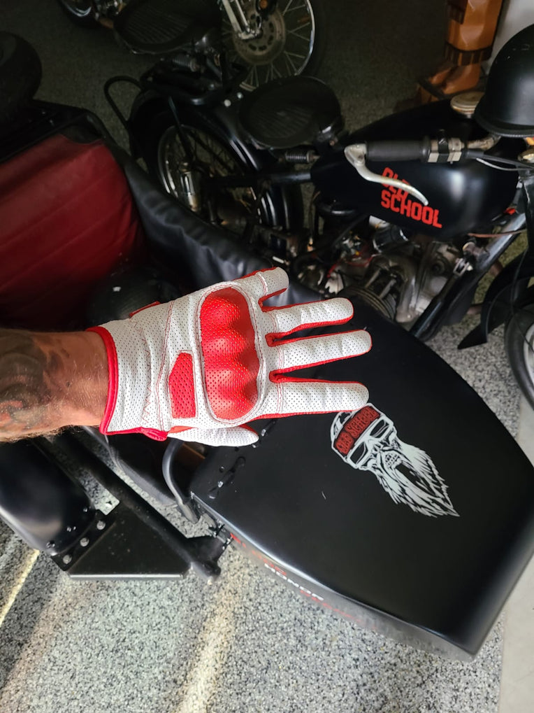 Old School Biker  Goat skin gloves knuckle protection 2.0