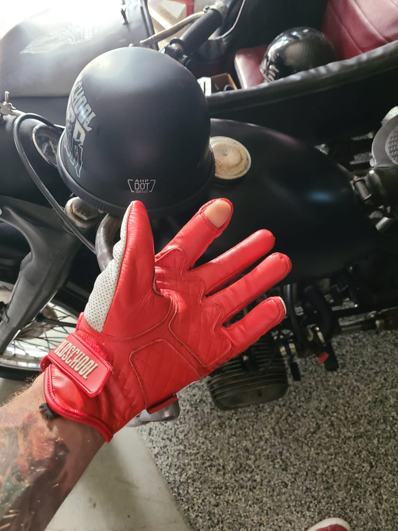 Old School Biker  Goat skin gloves knuckle protection 2.0