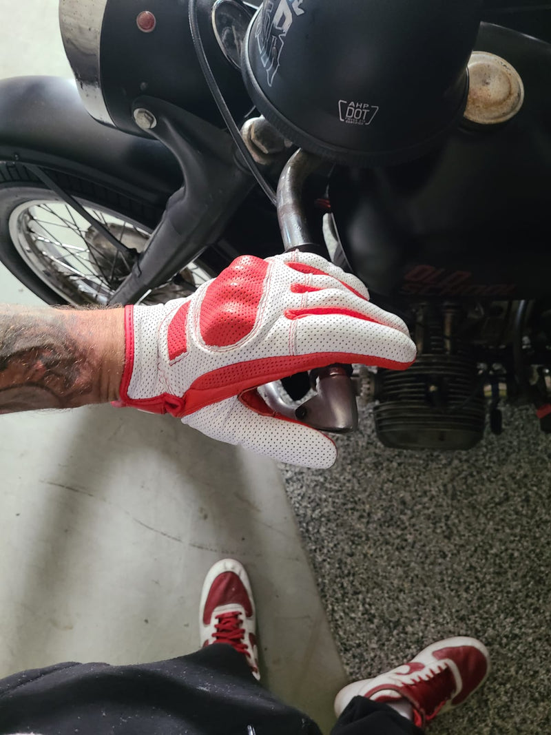 Old School Biker  Goat skin gloves knuckle protection 2.0