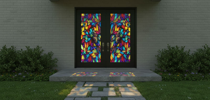 Stained Glass Door Panels  Red delights– Made to Your Exact Size