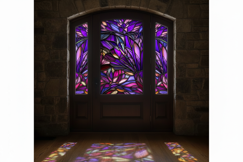 Stained Glass Door Panels  Violet Dream– Made to Your Exact Size (Copy) (Copy)
