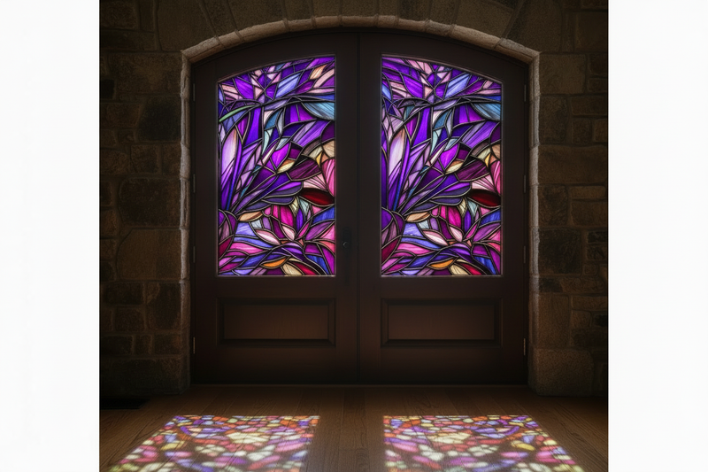 Stained Glass Door Panels  Violet Dream– Made to Your Exact Size (Copy) (Copy)