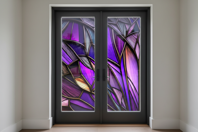 Stained Glass Door Panels  Violet Dream– Made to Your Exact Size (Copy) (Copy)