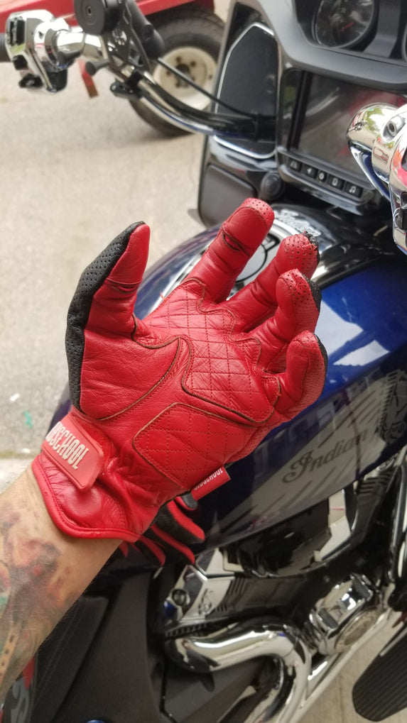 Old School Biker  Goat skin gloves knuckle protection 2.0