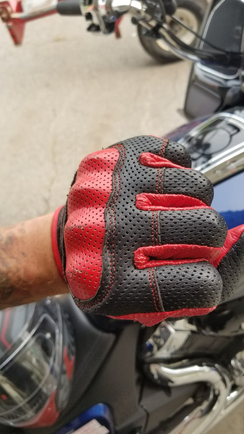 Old School Biker  Goat skin gloves knuckle protection 2.0