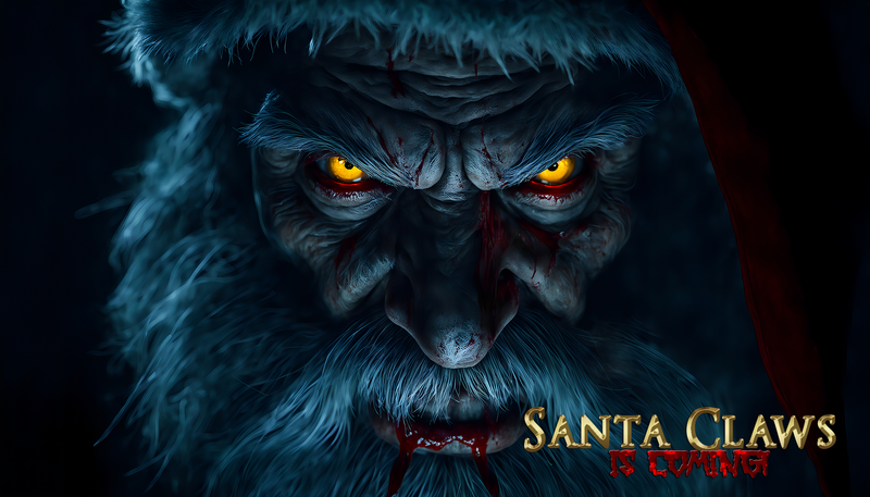 Santa Claws stretched Canvas